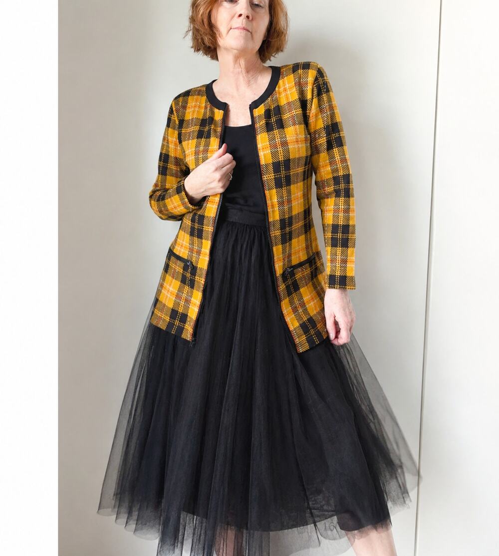 Vintage Yellow Plaid Cardigan Jacket Womens Size S 90s Preppy Clueless Inspired